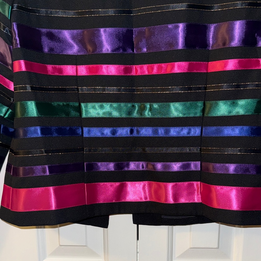 Talbots Vibrant Striped Blazer with Black Ribbon Accents size 8 - Picture 11 of 14